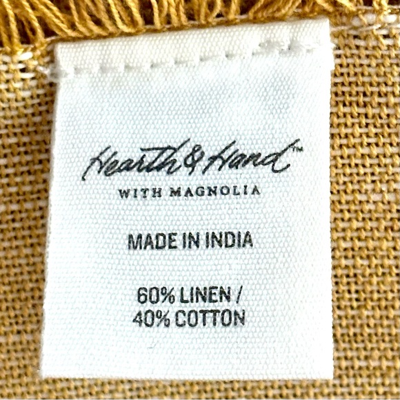 Hearth & Hand Golden Yellow Fringed Linen Blend Napkins - Set of 8 - Picture 4 of 5